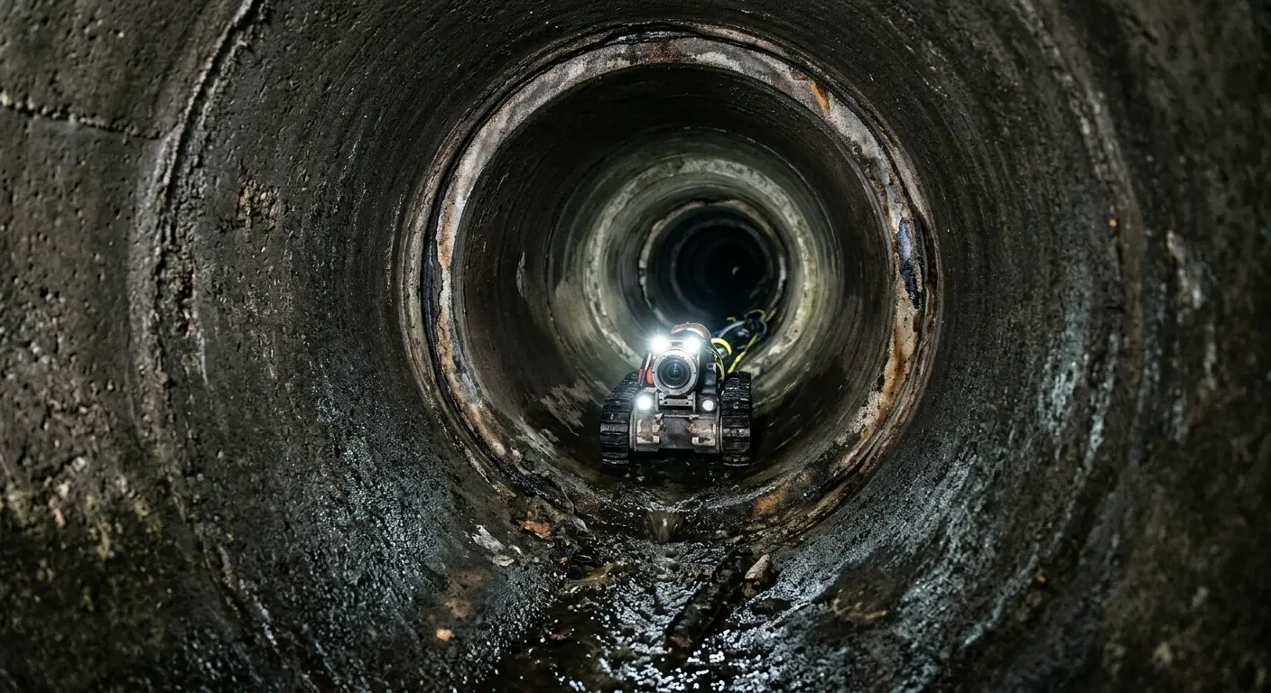 Robotic sewer camera inspecting pipe interior for Drain Snake Service in Ellensburg